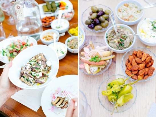 Delicious Mediterranean mezze platter with various tasty small dishes