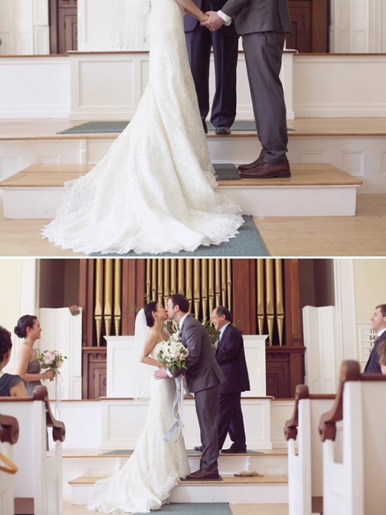 Bride and groom at the altar during a beautiful wedding ceremony