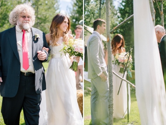 Bride walked by her father at her wedding ceremony