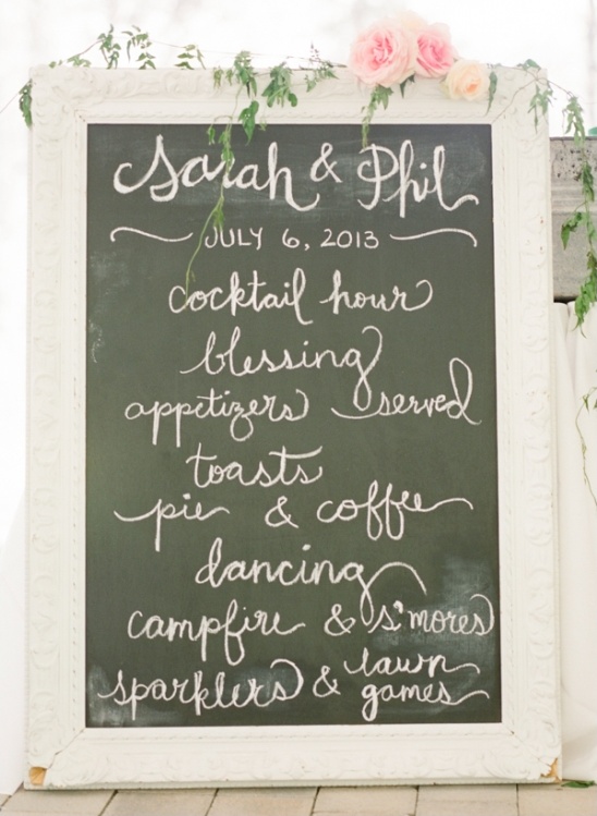Sarah and Phils chalkboard wedding schedule 2013