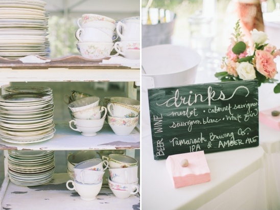 Elegant wedding tableware and drinks menu display