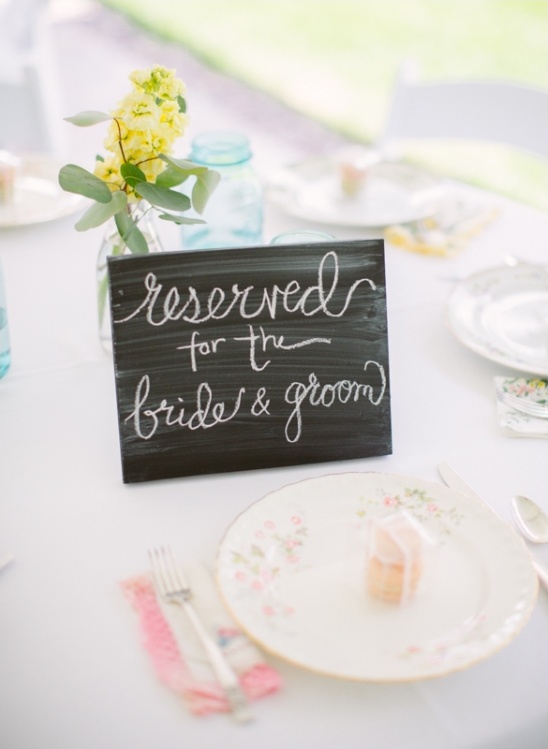 reserved for bride and groom sign