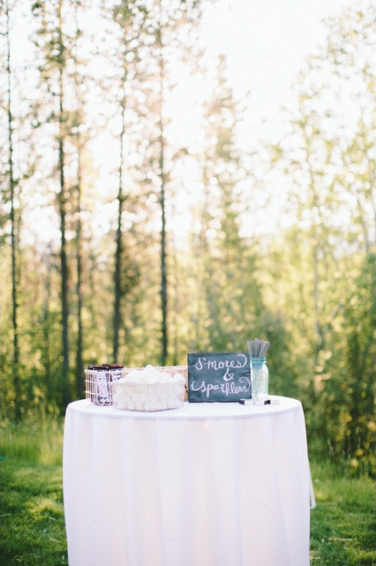 Smores and sparklers dessert bar outdoors