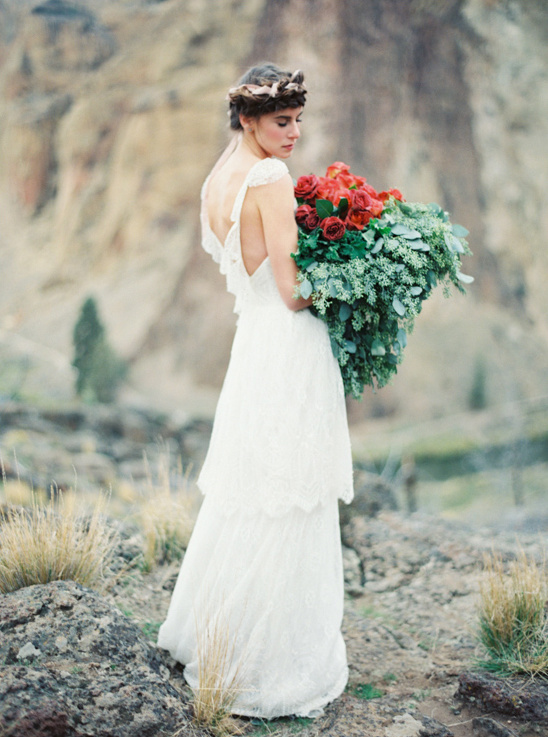 dramatic rose wedding bouquet