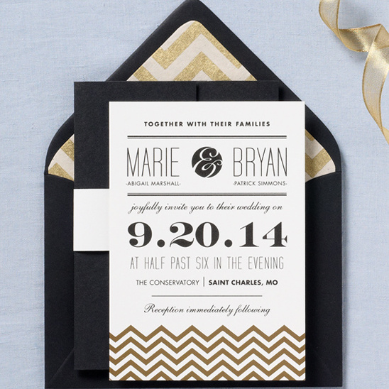 gold wedding invite from paper-source