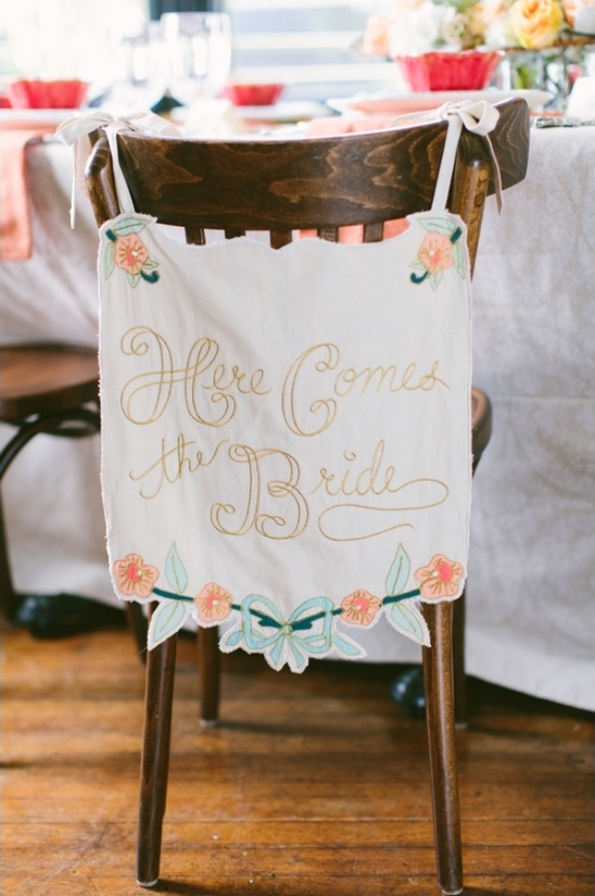 here comes the bride chair banner