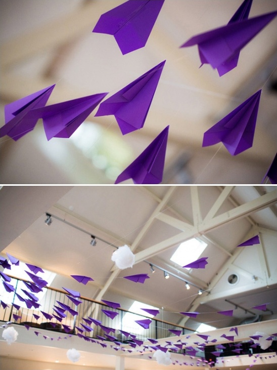 purple airplanes at wedding