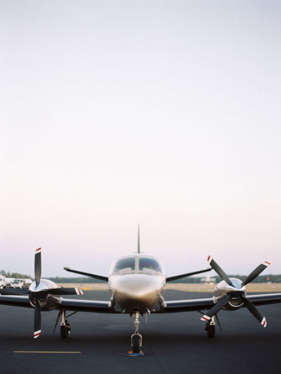 wedding at airplane hanger