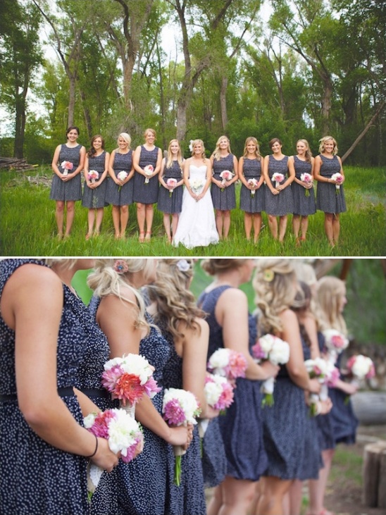 blue bridesmaid dresses with red shoes