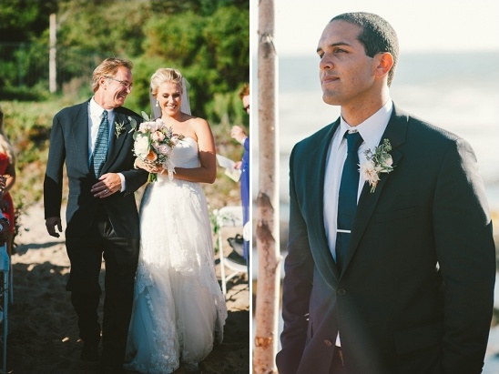 Bride walking down the aisle with father, groom waiting at altar