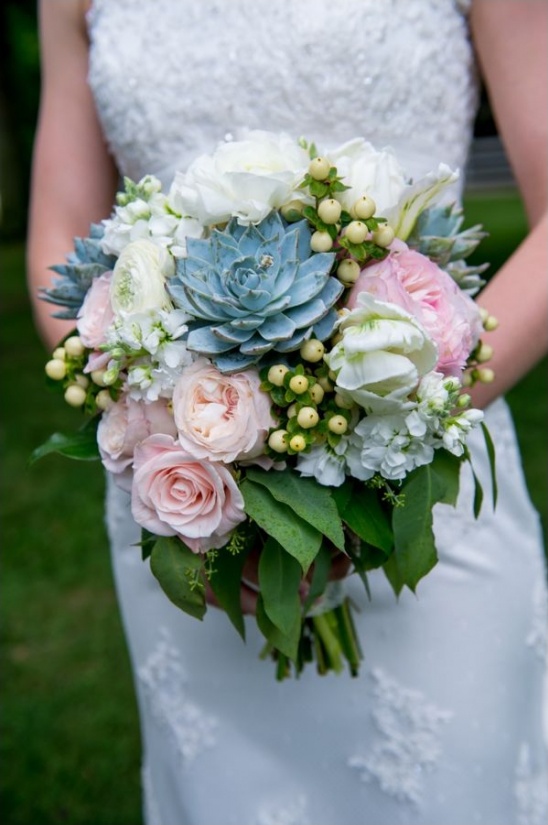 succulent, pink and white wedding bouquet by cedarwood weddings