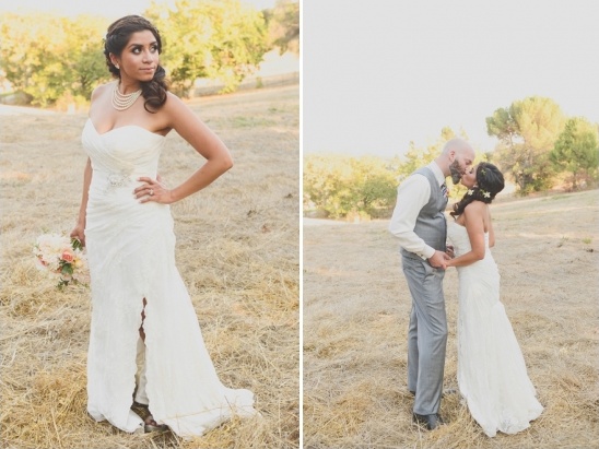 Bride and groom on their wedding day, outdoor ceremony, happy couple