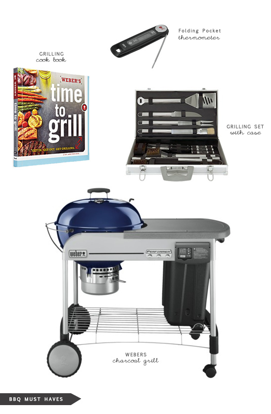BBQ essentials for grilling: cookbook, tools, and charcoal grill