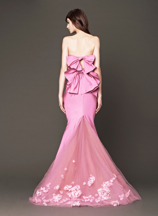 Vera Wang 2014 pink sweetheart mermaid gown with double bow back