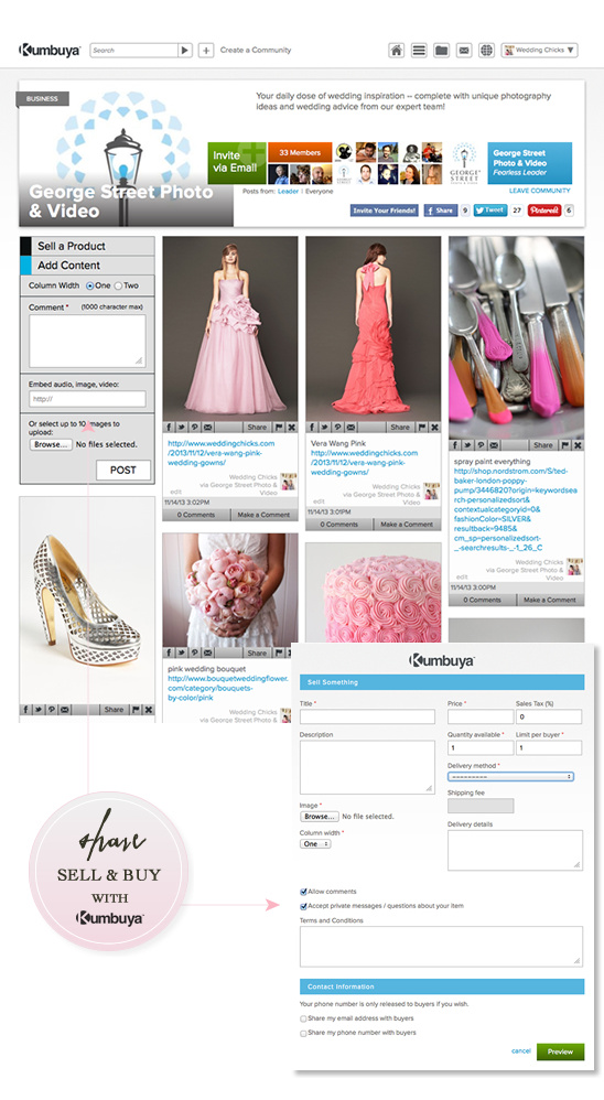 Umbunya website showcasing selling and buying options for wedding items