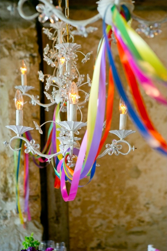 ribbon draped chandelier