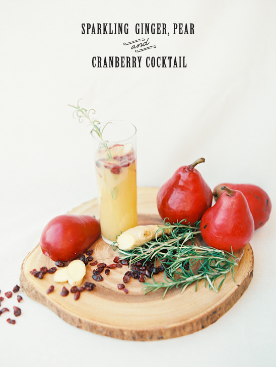 Sparkling ginger pear cranberry cocktail