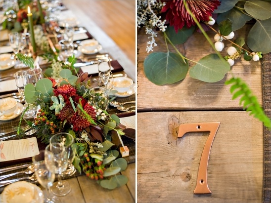 copper house numbers used as table numbers