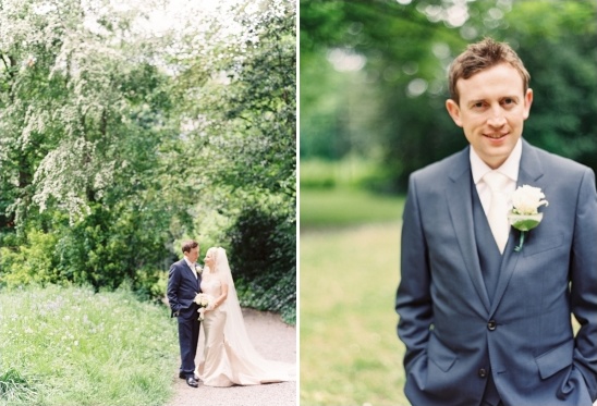 Groom in navy suit wedding portrait