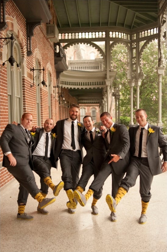 yellow and gray looks for the groom