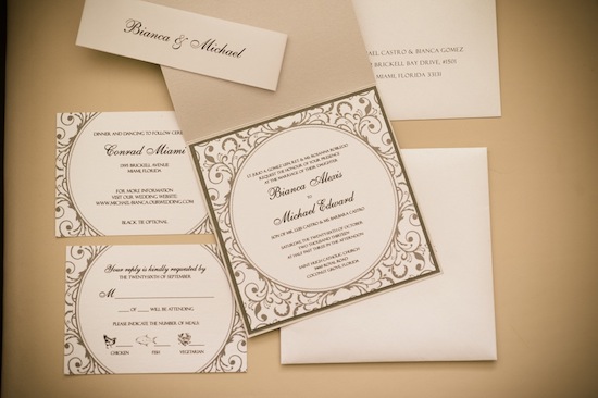 Elegant wedding invitation suite with RSVP card
