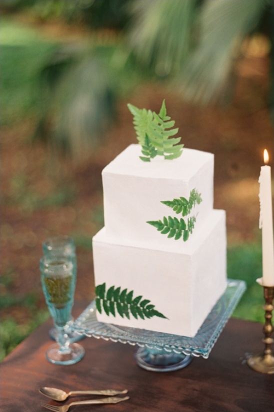 clean white wedding cake