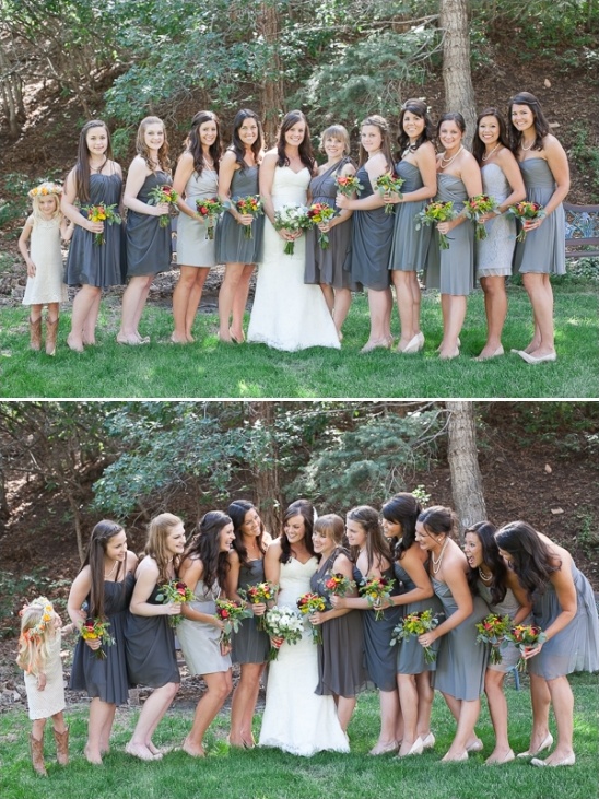 assorted gray bridesmaid dresses
