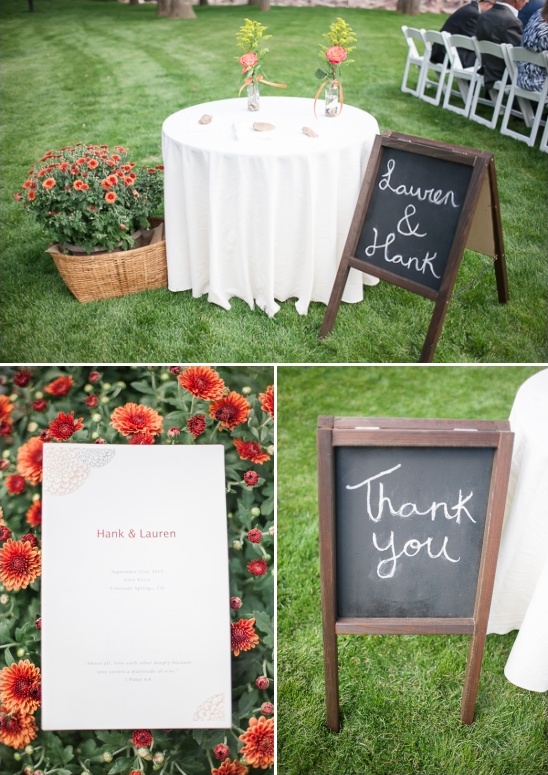 2-sided chalkboard wedding sign and wedding ceremony program