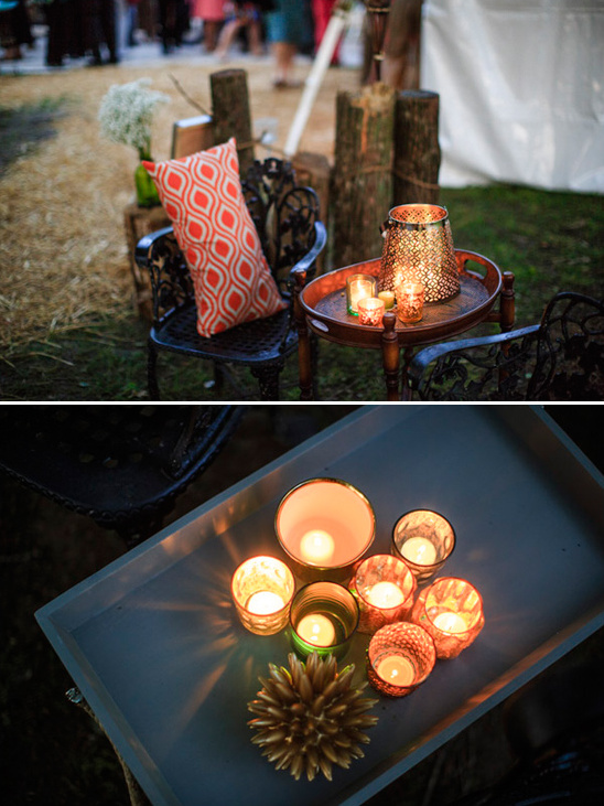 candlelit backyard wedding reception