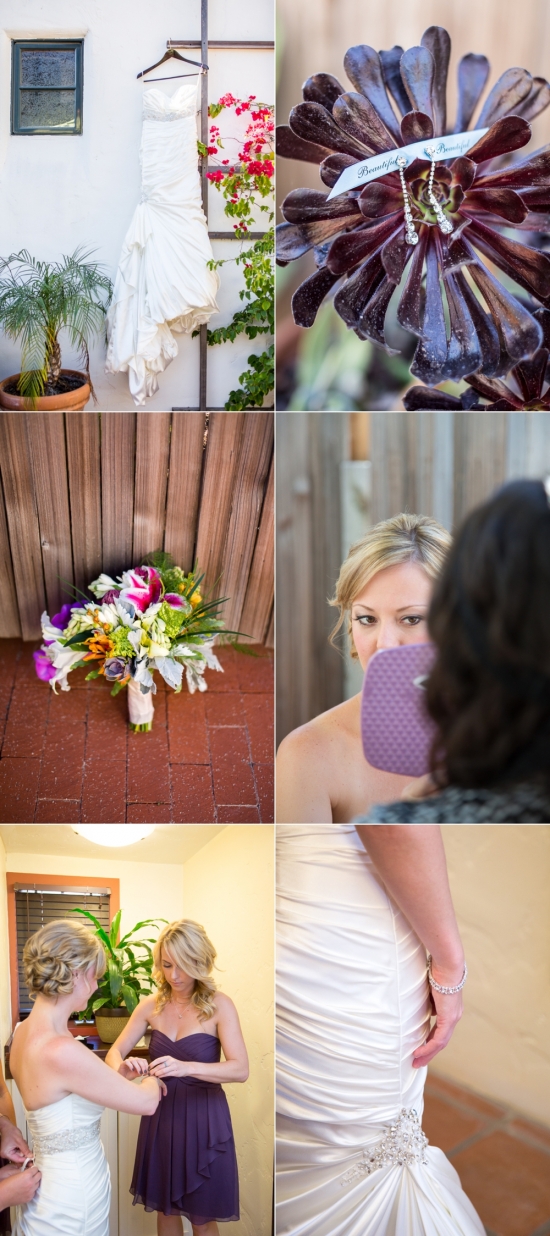 Wedding details: dress, bouquet, bride prep