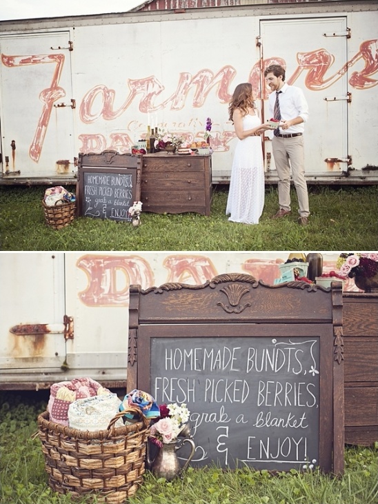 antique dresser dessert table and chalkboard