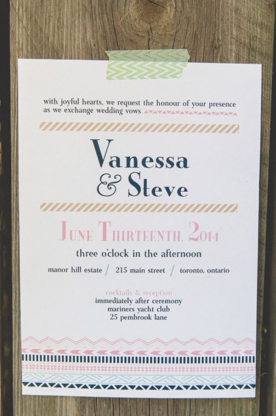 washi tape style wedding invite