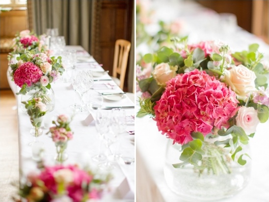 pink and white wedding reception