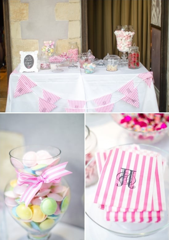 cute candy bar ideas for a pink and white wedding