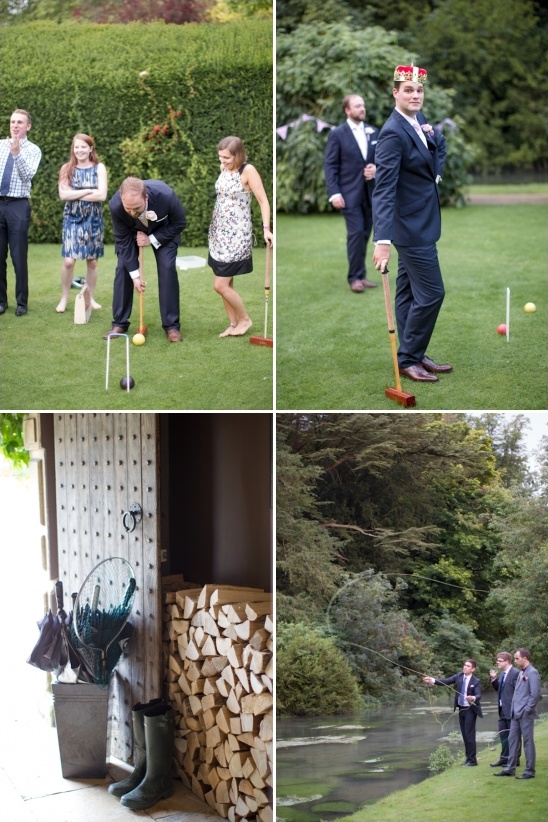 croquet and fly fishing at an english countryside wedding