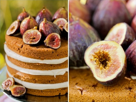 Fig cake with layers of cream