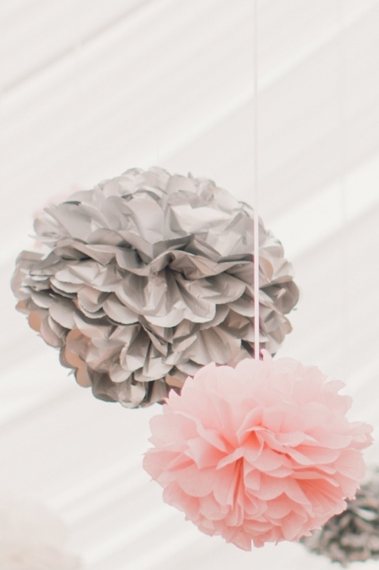 pink and silver paper balls