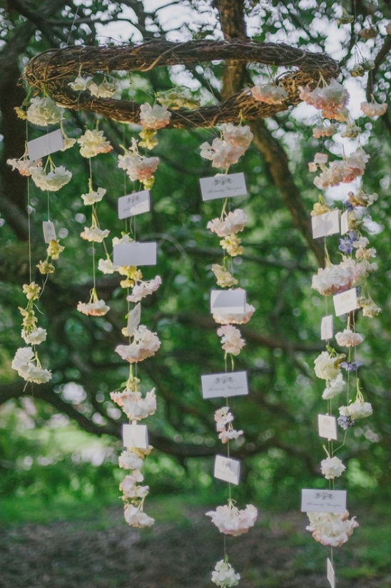hanging floral escort cards