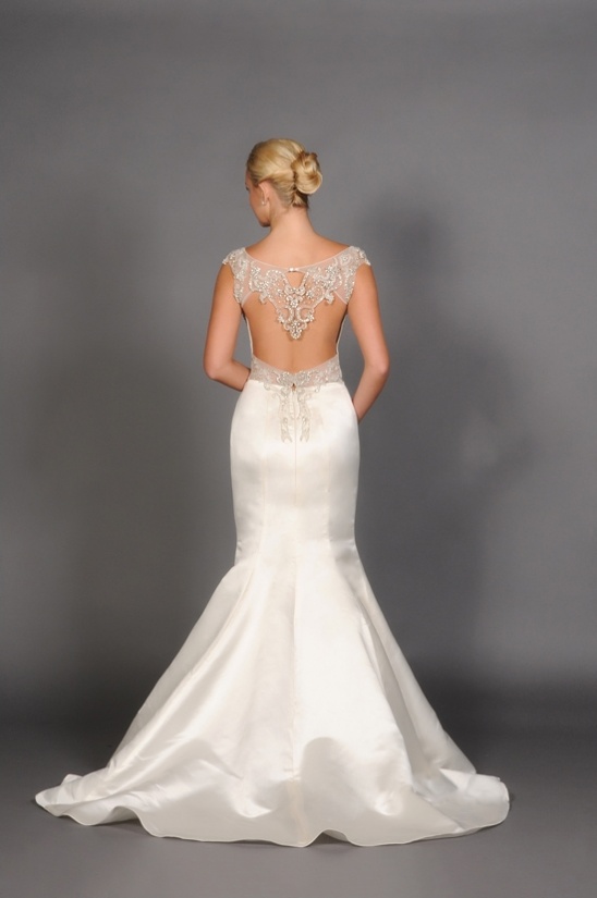 Beaded backless mermaid wedding gown