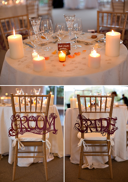 sweetheart table and seating signs