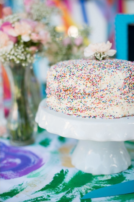 homemade wedding cake with rainbow sprinkles