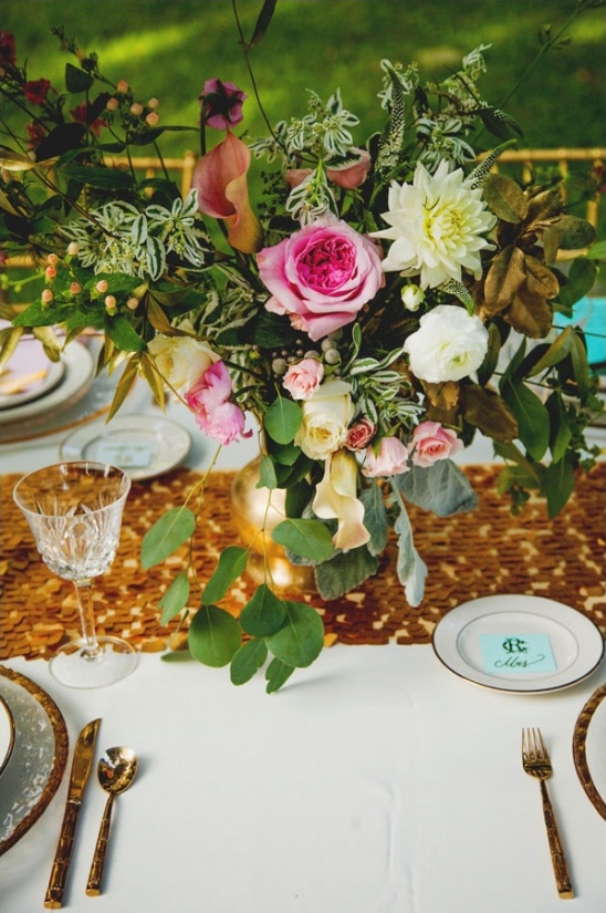 Wedding reception table floral centerpiece arrangement