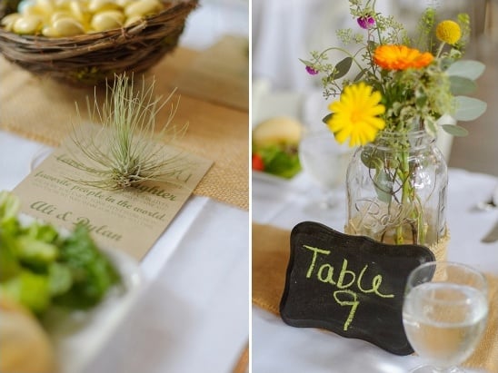 chalkboard table numbers and air plant wedding favor