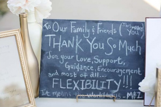 Thank you message to family & friends for their love, support and flexibility