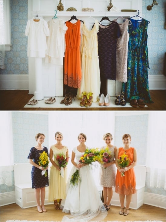 mismatched vintage bridesmaid dresses