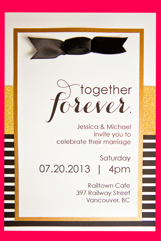 black and gold wedding invite