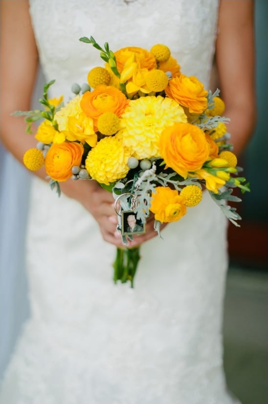 yellow bridal bouquet by lilyâs floral design and gifts