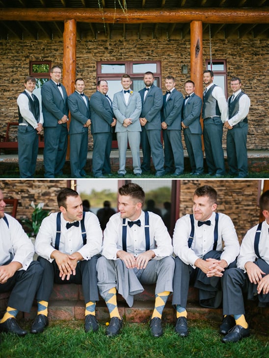 gray and yellow argyle socks for the groomsmen