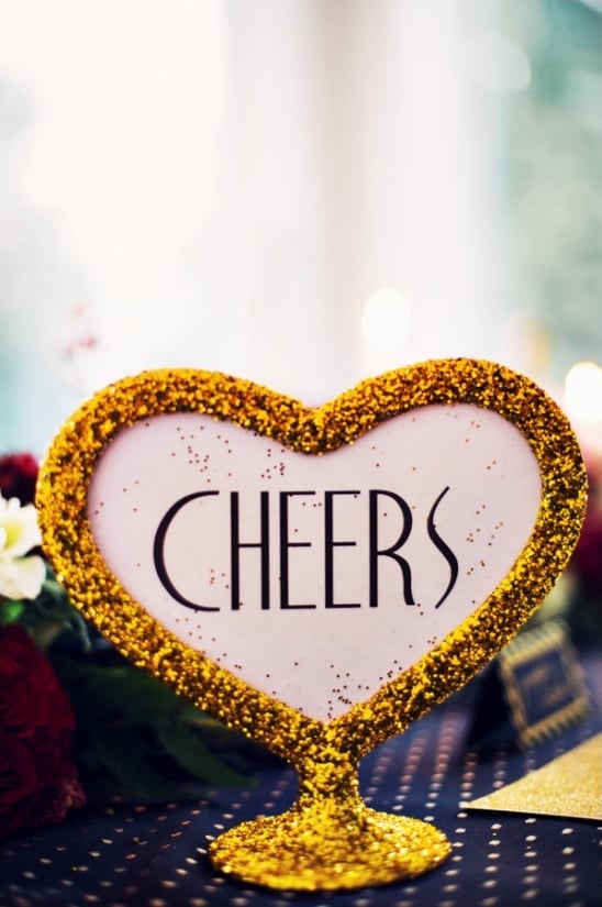 gold glitter cheers sign
