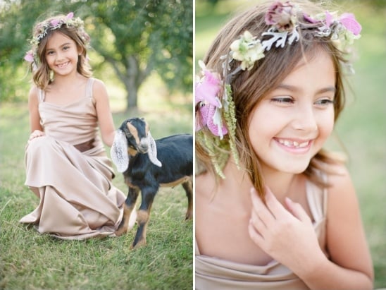boho chic flower girl ideas in pink and gold